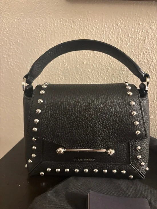 Authentic NWT Strathberry Nano Mosaic Studded Leather Top Handle Bag - Picture 2 of 10
